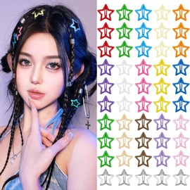 Star Hair Clips Snap Hair Barrettes Non Slip Star Hair Accessories Multiple Colors Metal Hair Clips for Girls Women -50PCS 1.18"