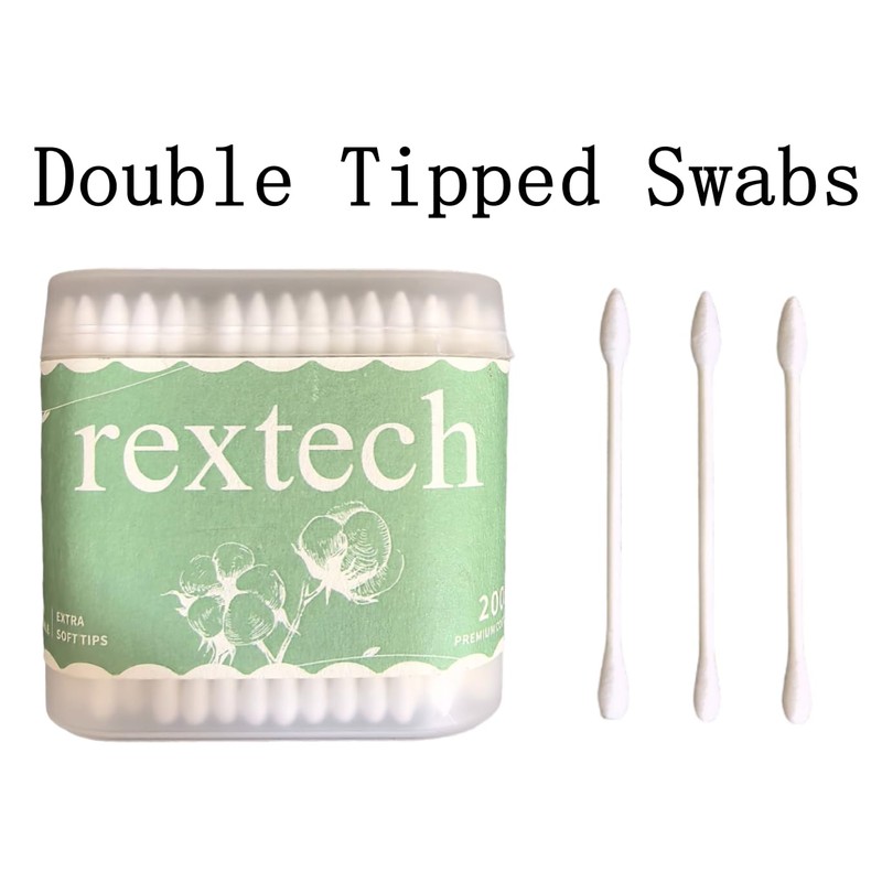 Cotton Swabs 200 Count, Rounded and Pointed Dual Tip (Pack