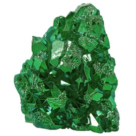 SUNYIK Green AB Titanium Coated Rock Quartz Cluster Irregular Crystal Geode Stone Specimen Decor for Home Office Meditation, 2.1-4.1"