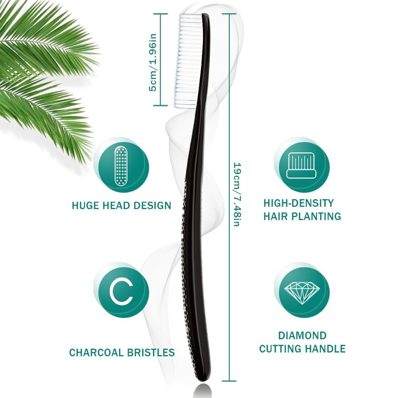 Gold Dawn Large Long Head Toothbrush, 4-Pack, Upgraded Hard &