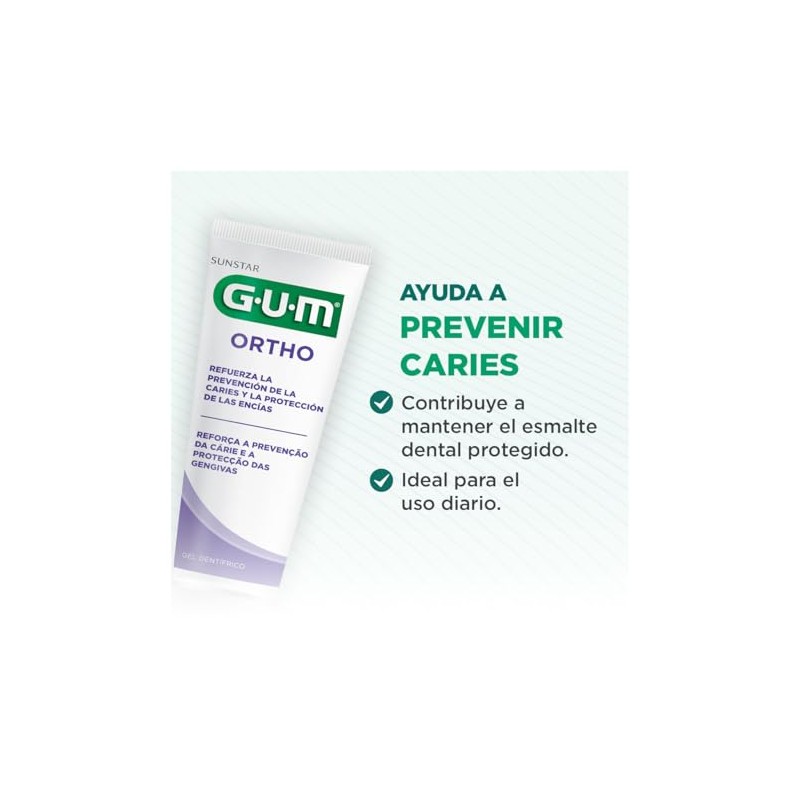 GUM - Crema Dental para Ortodoncia con Flúor e Isomalt,