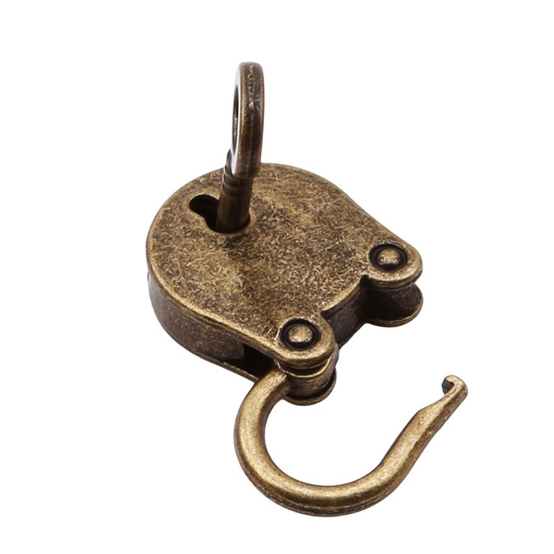 Pack of 2 Mini Bronze Antique Padlock Small Metal Heart