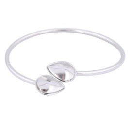 Reidgaller 5pcs Stainless Steel Bezel Bangle Bracelet Blanks Fit 10x14mm Teardrop Stone Cabochon Bracelets Setting Trays Diy Findings