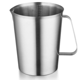 CURTA 18/8 Stainless Steel Measuring Cup with Handle and Pour Lip, Metal Pitcher with Oz and ML marking, 64OZ/2 Liter- 8 Cup), Heavy-Duty Pitcher