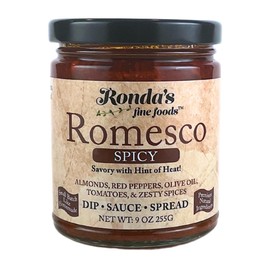 Spicy Romesco Dip, Spread, Sauce - Small-Batch with Almonds, Olive Oil, Red Peppers – Red Sauce for Meat, Veggies, & Chicken by Ronda’s Fine Foods