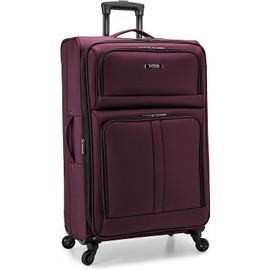 U.S. Traveler Anzio Softside Expandable Spinner Luggage, Burgundy, Checked-Large 30-Inch