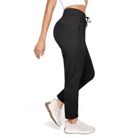 Cosmolle Women Jogger Pants Adjustable Drawstring Athletic Works Pants for Golf, Athletic, Lounge, Travel, Work (Black, Medium)