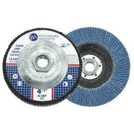 Benchmark Abrasives 4.5" x 5/8"-11 Premium High Density Jumbo Zirconia Type 27 Flap Discs 4 1/2 for Angle Grinder, Sanding Discs, Finishing - Grinding Wheels 4 1/2 Inch - (10 Pack) 60 Grit
