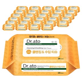 Dr. Ato Cleansing & Soothing Tissue Portable 60gsm, 20 sheets, 108 pcs / 닥터아토 클렌징 & 수딩 티슈 휴대형 60gsm, 20매입, 108개