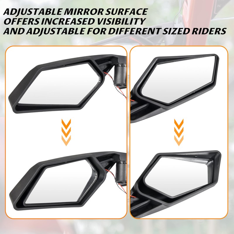 SAUTVS Side View Mirrors with Light for Can Am Maverick