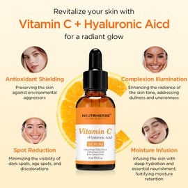 Vitamin C Serum, Niacinamide Serum For Face, 30ML-Vit C Hydrating Booster with Hyaluronic Acid, Glowing Face Skincare for Women Men, Brighten Skin Moisturiser for Reduces Dark Spots & Evens Skin Tone