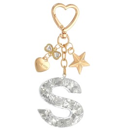 PATIKIL Cute Initial Letter Keychain, Letter S Keychains Women Bling Love Butterfly Star Key Chain for Bag Backpack Purse Car Keys Cup Accessories, Silver