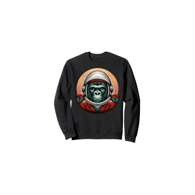 Gorilla Astronaut in Space Helmet Bold Sci-Fi Design Sweatshirt