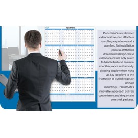 2028 Sky Blue Wet & Dry-Erasable Vertical Wall Calendar 36h x24w with next year planner srea - Complete with marker and eraser