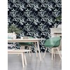 HAOKHOME 93042-3 Peel and Stick Wallpaper Black/Grey Eucalyptus Leaf Floral