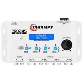 Taramps DSP Pro 2.4S White Crossover Full Digital Signal Car Audio Processor and Equalizer with Sequencer 15-Band Graphic Equalization 12 preset EQ, Remote Signal, Alignment, 2 Channel in and 4 Out
