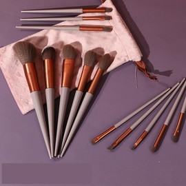 Professional 13 Piece Foundation Concealer Brush Set with Storage Bag for Makeup, Synthetic Makeup Brushes for Powder Foundation Concealer Eyeshadow Blush Highlighter Contour Makeup Brushes (Reddish Brown)