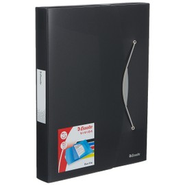 Esselte Box File, Holds up to 350 A4 Sheets, Elastic Closure, Flexible Plastic, Translucent black, VIVIDA Range