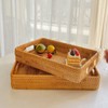 Serving Basket Tray with Handles Rattan Rectangle Large Capacity Durable