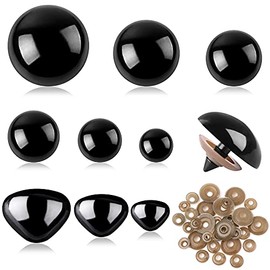 SANNIX Pack of 90 12-30 mm Safety Eyes and Safety Noses, Large Black Safety Eyes for Crochet Animals, Plastic Button Sew-On Eyes with Washers for Dolls, Plush Toys, Teddy Eyes