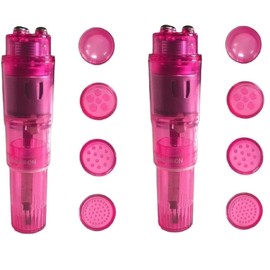Finever Mini Massager Handheld Pen with 4 Heads for Face, Neck, Head,Back (2Pack Pink)