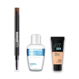 Maybelline BR-3 Fashion Brow Powder In Pencil N [With Remover + Foundation Mini Size] Eyebrow Bright Brown