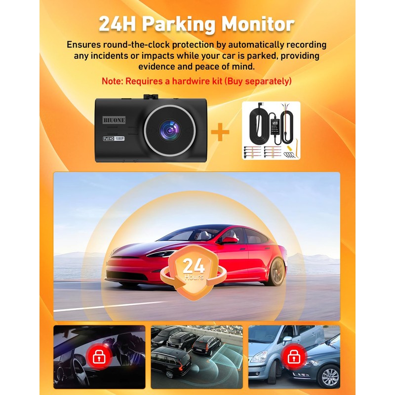 Dash Camera for Cars,1080P Dash Cam Front and Rear with