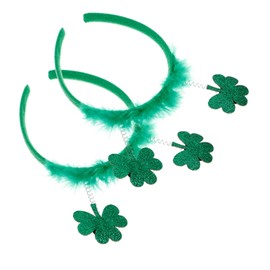 Vaguelly 2pcs Saint Patricks Day Festival Hair Headbands Lightweight Clover Hair Accessories for Party Celebration for Women