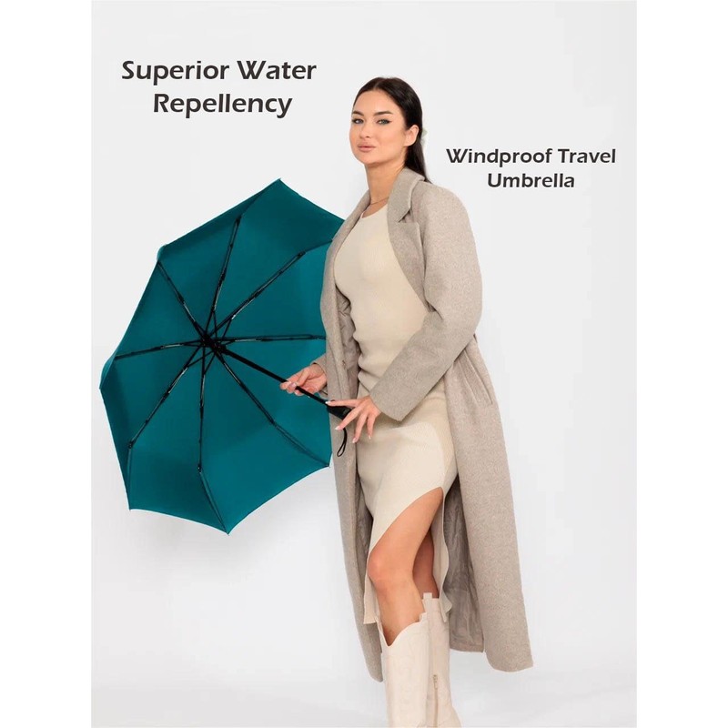 Windproof Travel Umbrella - Compact, Light, Full Automatic Open/Close -