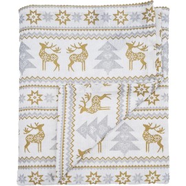 Ragged Rose Christmas Table Cloth - Festive Linen Tablecloth with Nordic Style Prints for Living Room & Kitchen - Cotton Tablecloth That Fits a 6-7 Ft Table