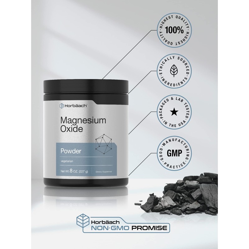 Horbäach Magnesium Oxide Powder | 400mg | 8 Ounces (227