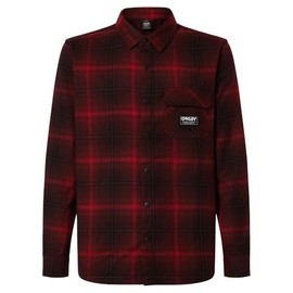 Oakley Men's Butter Flannel Shirt, Black/Grenache Check
