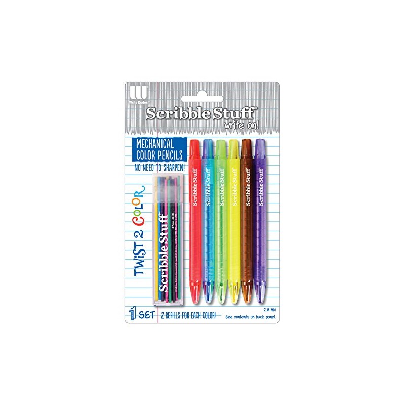 Write Dudes Scribble Stuff Twist-up Color Pencils, 6 count
