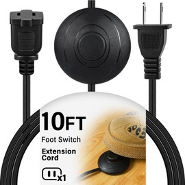 Grounded Plug Foot Switch for Lamp Foot Switch Extension Cord 3a 125vac with 10ft 16awg 2-Prong Polarized Extension Lamp Cord with Plug for Floor Light Lighting Accessories(Black,10ft)