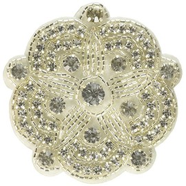 Darice David Tutera Round Scallop Shape w/Beading & Rhinestones Silver and Flower Bridal Applique