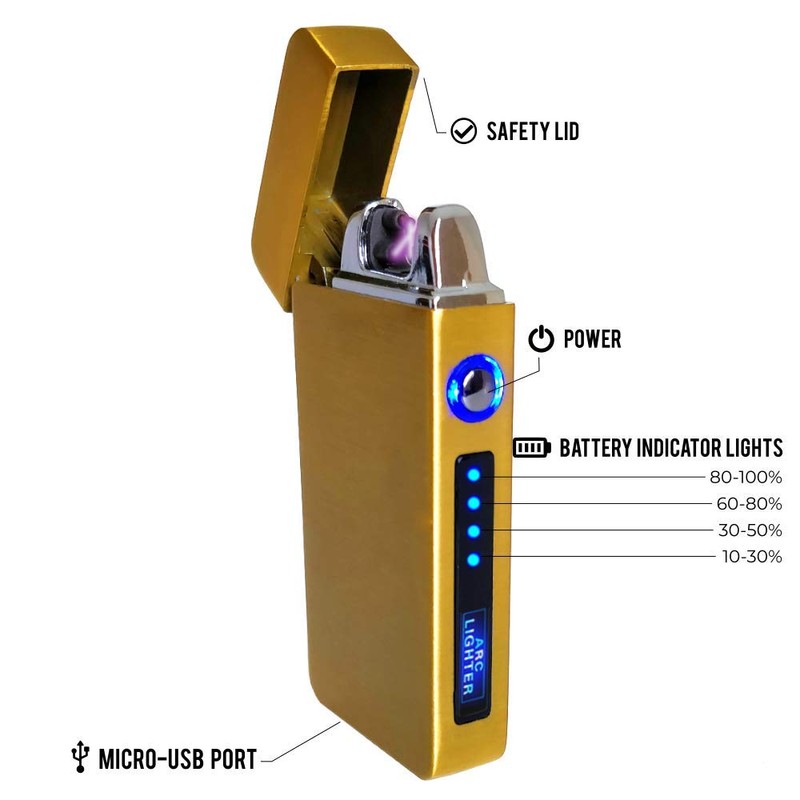 USB Plasma Lighter Flameless Electric Double ARC Dual Pulse Torch