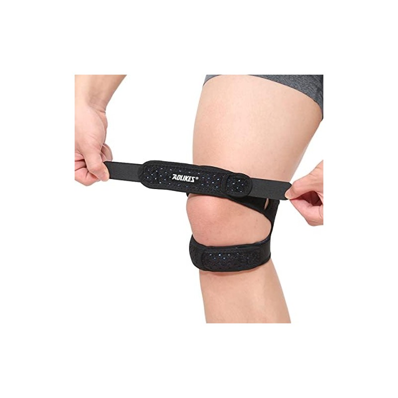 1 Par Rodillera Ajustable con Soporte Rótula, Estabilizador Deportes Negro