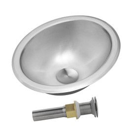 LQS Oval Stainless Steel RV Sink, 13.39" x 10.63" Small Bathroom Kitchen Sink, 5.12" Depth, RV Kitchen Bar Sink with Sink Drain Assembly