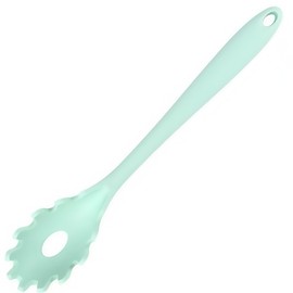 GUDGI Spaghetti Spoon Set with Non-Slip Silicone Teeth, 12-Inch Non-Slip Pasta Spoon, Heat Resistant Kitchen Utensils with Storage Holes, Dishwasher Safe (green)