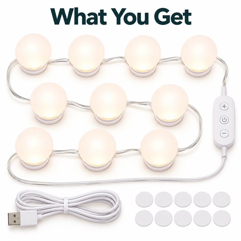 USB LED Vanity Mirror Lights – Dimmable 5V Makeup Mirror