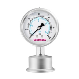 GOATACURA 0-60psi Sanitary Pressure Gauge, 2.5" Stainless Steel Pressure Gauge, Glycerin-Filled, 1.5" Tri Clamp Bottom Connection