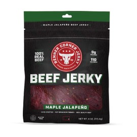 Renner Corner Jerky's Maple Jalapeno Beef Jerky (4oz) - 100% Natural, Handcrafted Premium Beef, Made in South Dakota, No Additives/Chemicals, Cured in Smokehouse, Never Processed