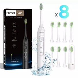 Fairywill Electric Toothbrush Sonic Toothbrush USB Rechargeable 8 Heads 5 Modes
