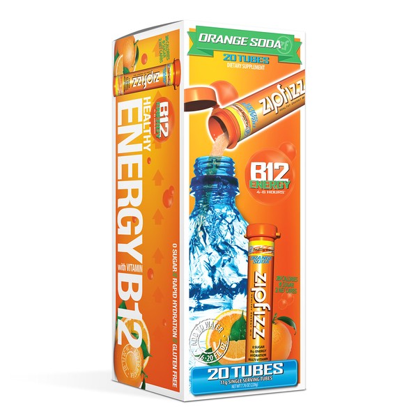 Zipfizz Healthy Energy Drink Mix, Hydration with B12 and Multi Vitamins, Orange Soda, 0.39 ounce (20 Count)
