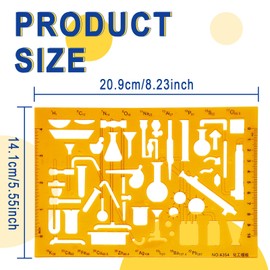 Chemistry Template Ruler,Geometric Drawing Template,Plastic Drafting Stencils Measuring Tools for Office and School, Building Formwork, Drawings Drafting(1pcs,No.4354)