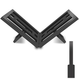 Firewood Rack Indoor Outdoor, Portable Wood Rack, Black Steel Fireplace Log Holder, Firewood Log Rack, Heavy Duty Firewood Stand for Fireplace/Firepit