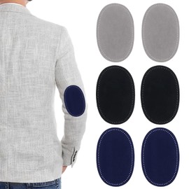 3 Pairs Sew On Oval Elbow Knee Patches, Oval Elbow/Knee Patch with Stitching Holes, Sewing Repair Patches Clothing Accessories for Jackets Trousers Repair Crafts