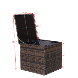 ZJMTOCYU Protect Outdoor Cushions with Wicker Patio Furniture Storage Box, Weather-Resistant Brown Design for Cushions and Toys