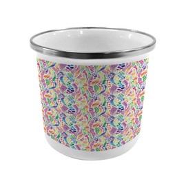 Ambesonne Geometric Steel Camping Mug, Mixed Mosaic Vivid Nature Inspired Girls Hippie Contrast Design, Printed Thermal Cup for Camping and Outdoor Activities, Multicolor
