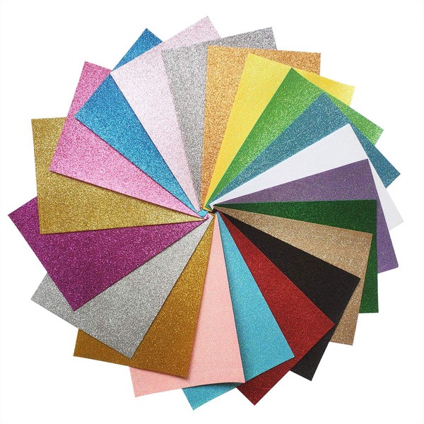 YXJD 20 Pieces Felt Fabric Coloured Craft Felt Glitter Non-Woven